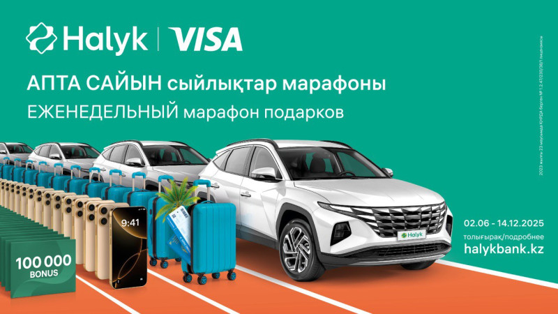 Промо акция от Halyk банка «Марафон подарков от Halyk!»  (до 14.12.2025 года.)